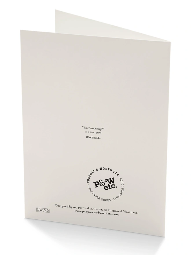 40th Birthday Candle Tally Card Back
