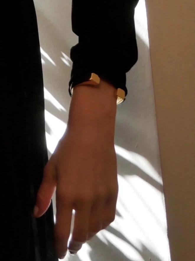 modernist gold plated bracelet