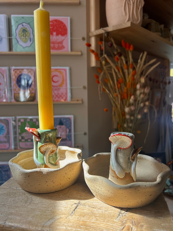  Ceramic Mushroom Candle Holder 