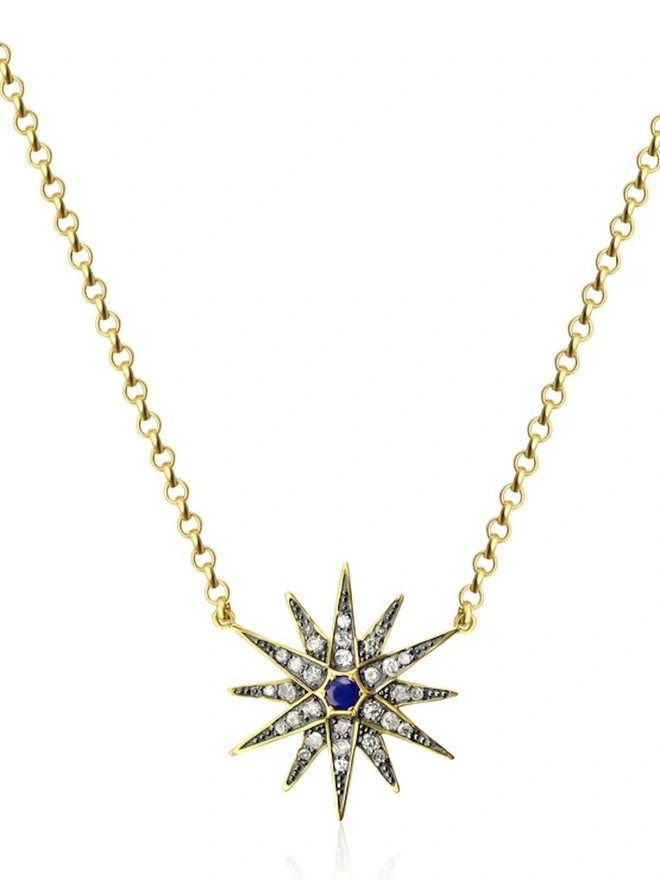 The Ophelia Necklace - Diamond and Sapphire Star