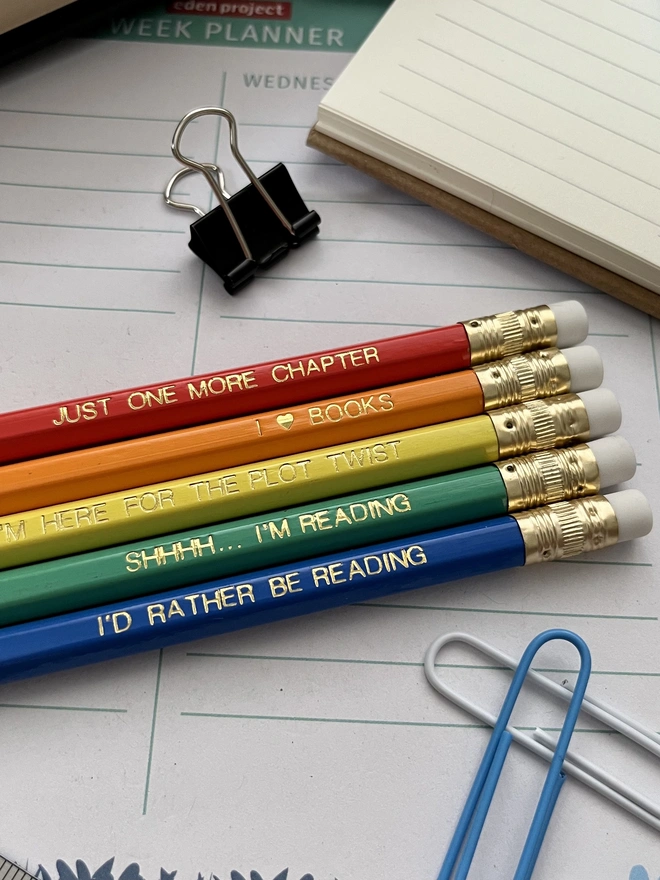 Book Lovers HB Pencil Gift For Book Worms (Set of 5)