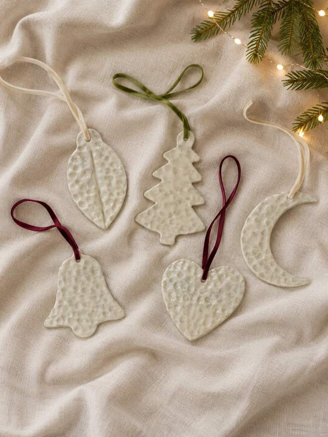 ceramic christmas decoration set, Jenny Hopps Pottery