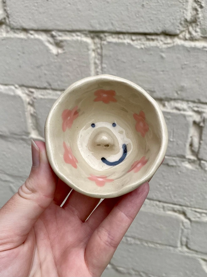 pink flower trinket bowl