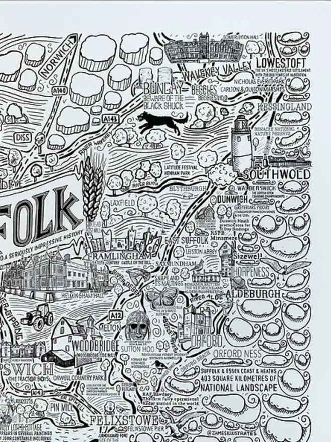 Suffolk Poster Wall Art Top Right