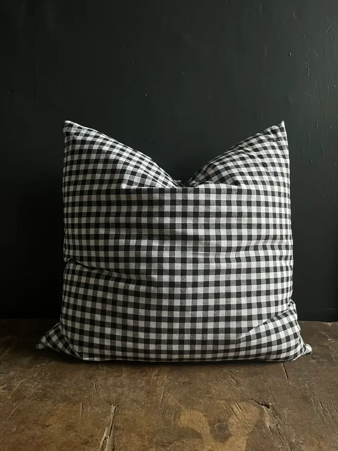 black and white gingham check cushion