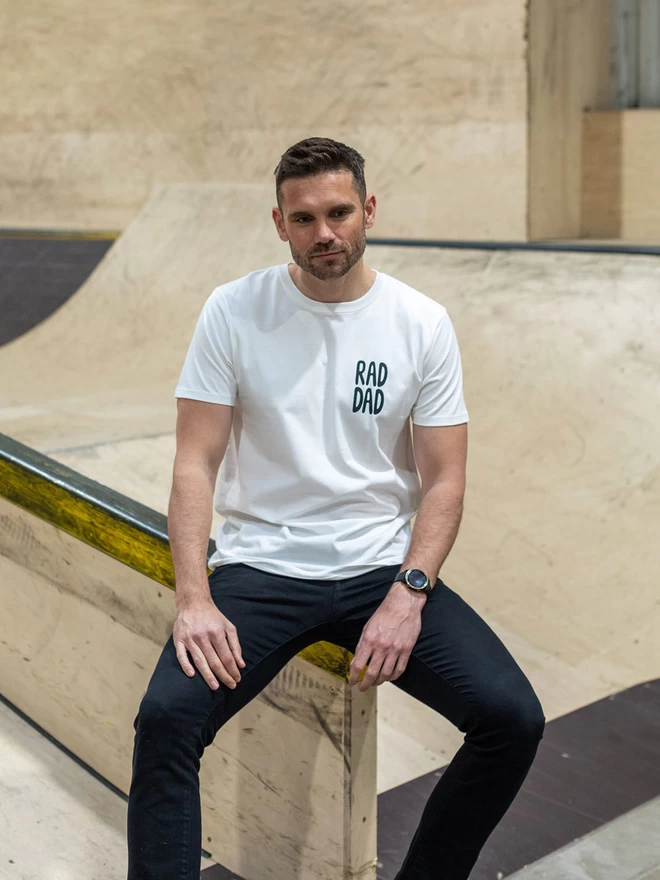 Black & Beech Rad Dad White T Shirt
