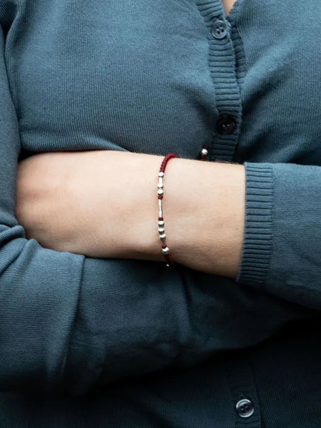 red cord women morse code bracelet