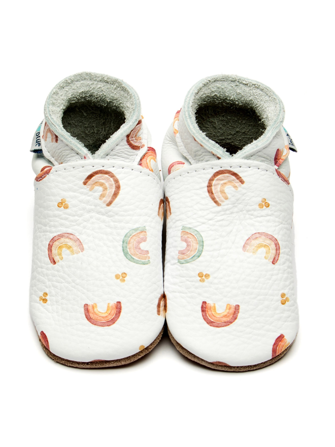 white rainbow pattern baby shoes