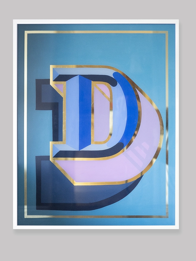 Letter D back painted glass panel