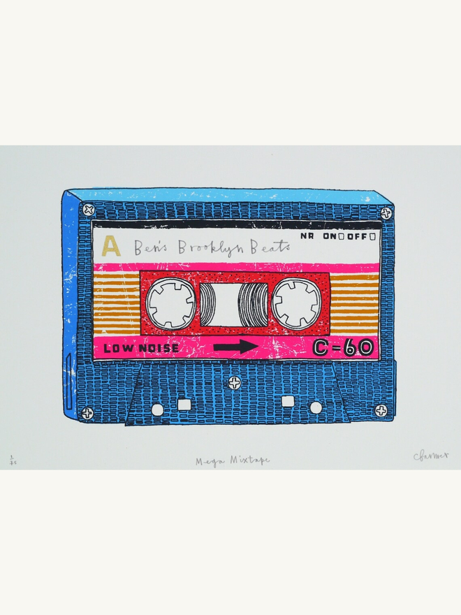 Personalised blue mix tape print