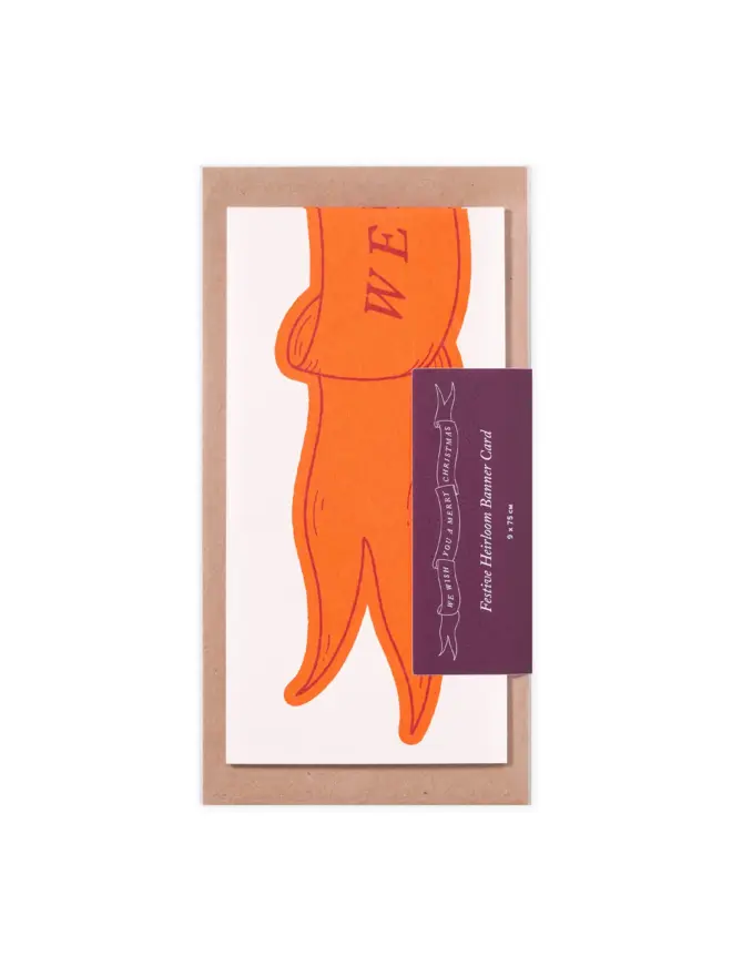 DL size packaging for a giant orange christmas card banner and kraft envelope