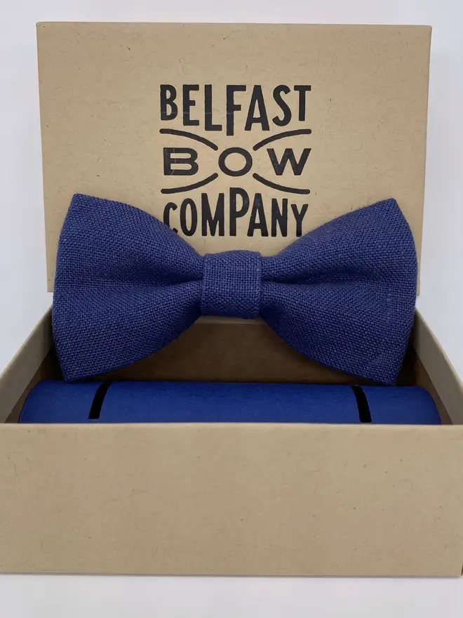 navy irish linen bow tie