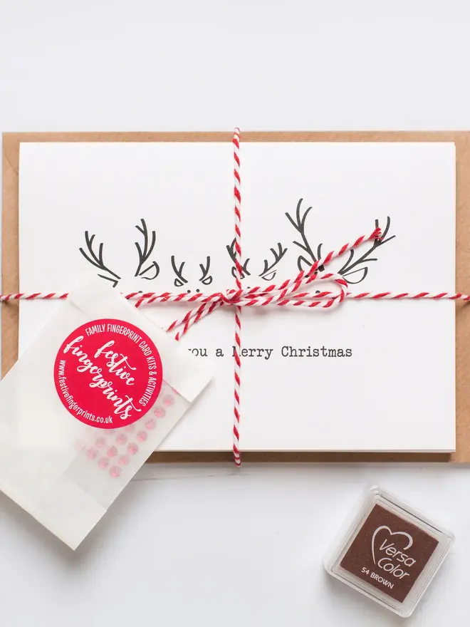 reindeer family christmas card kit