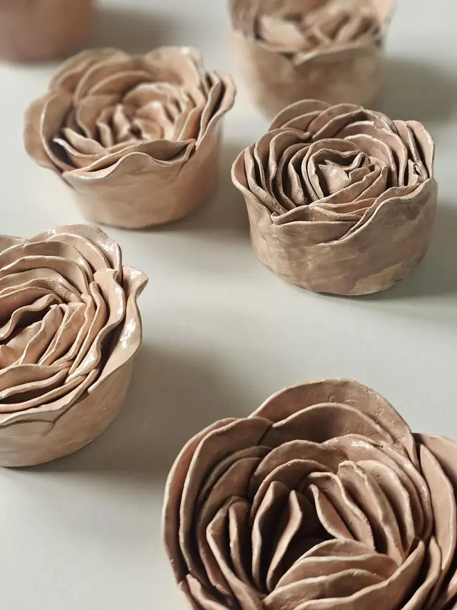 handmade ceramic flower wall hanging neutral decor sculpture art pottery glazed gift for her forever everlasting rose
