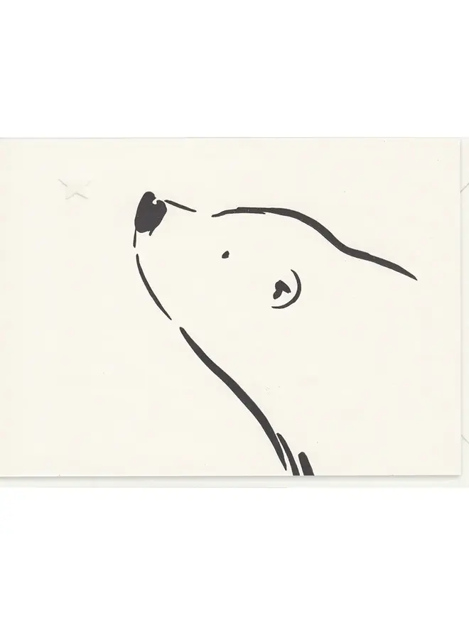 Letterpress Printed Polar Bear & Star Handcrafted Card. Black print on white background. 
