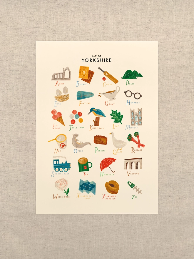 A-Z Yorkshire Print, unframed, against a neutral background