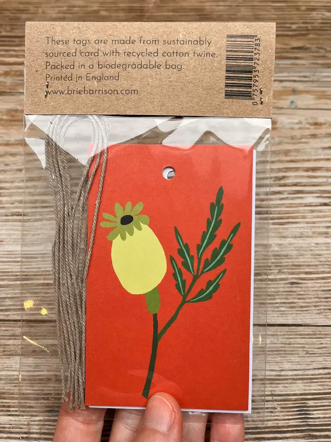 illustrated poppies gift tags