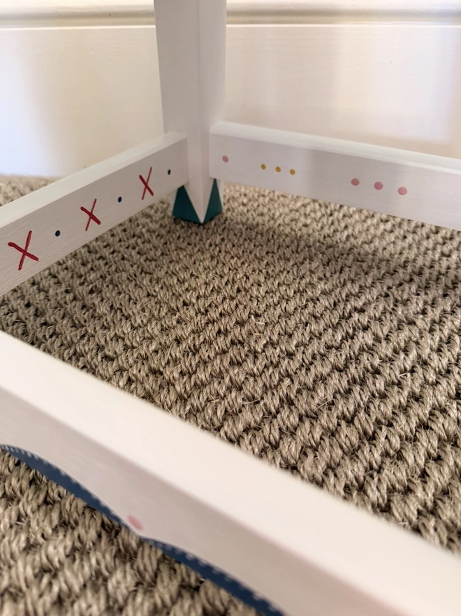The inside of a Childs wooden step stool. 