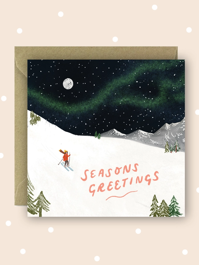 Skiing Christmas Card