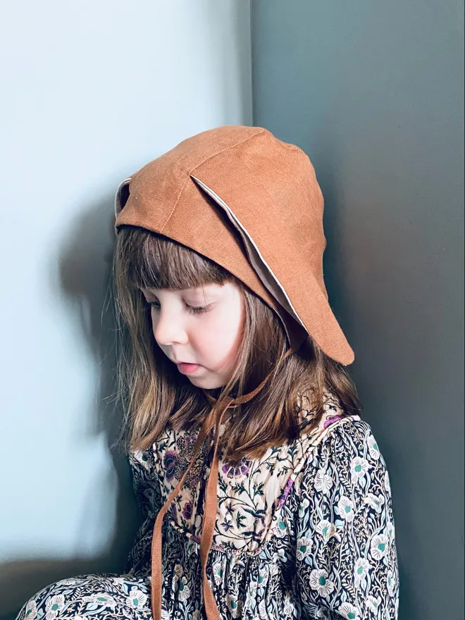 Bunny bonnet Easter bonnet bunny ear bonnet linen bonnet baby bonnet 