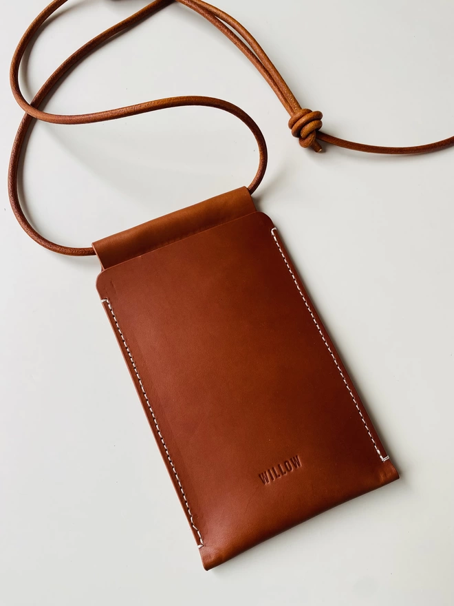 Handmade leather phone bag