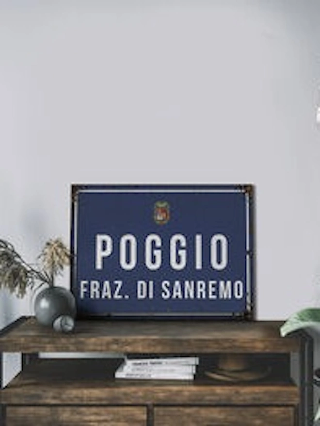 Personalised Tour De France Mountain Road Sign , dark blue Poggio sign. 