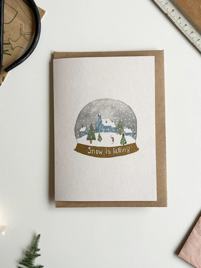 snow globe Christmas card