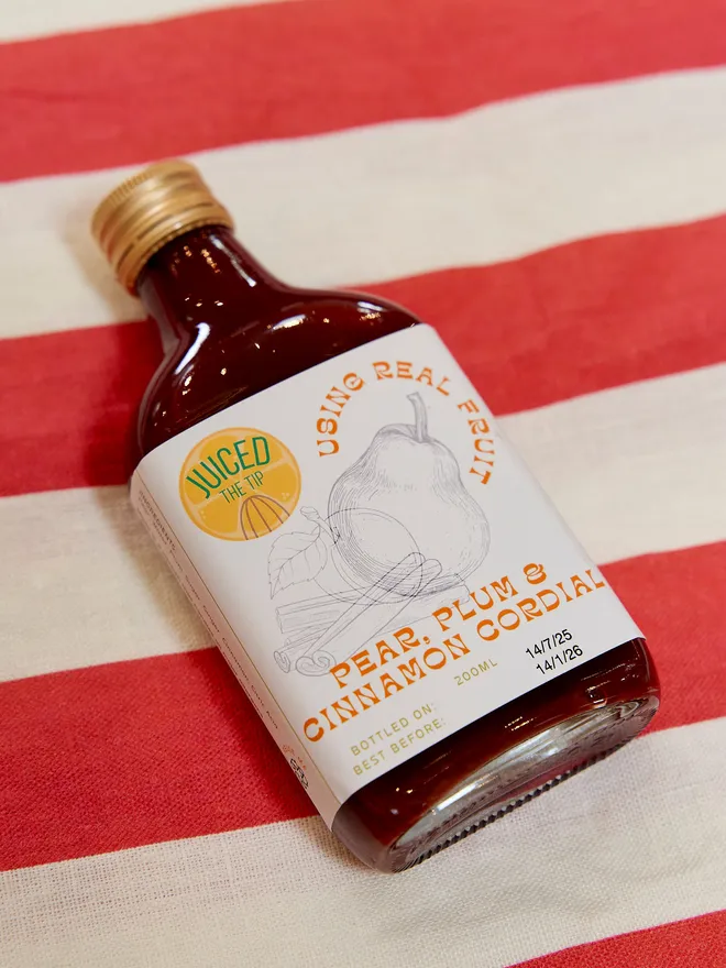 Pear plum and cinnamon cordial