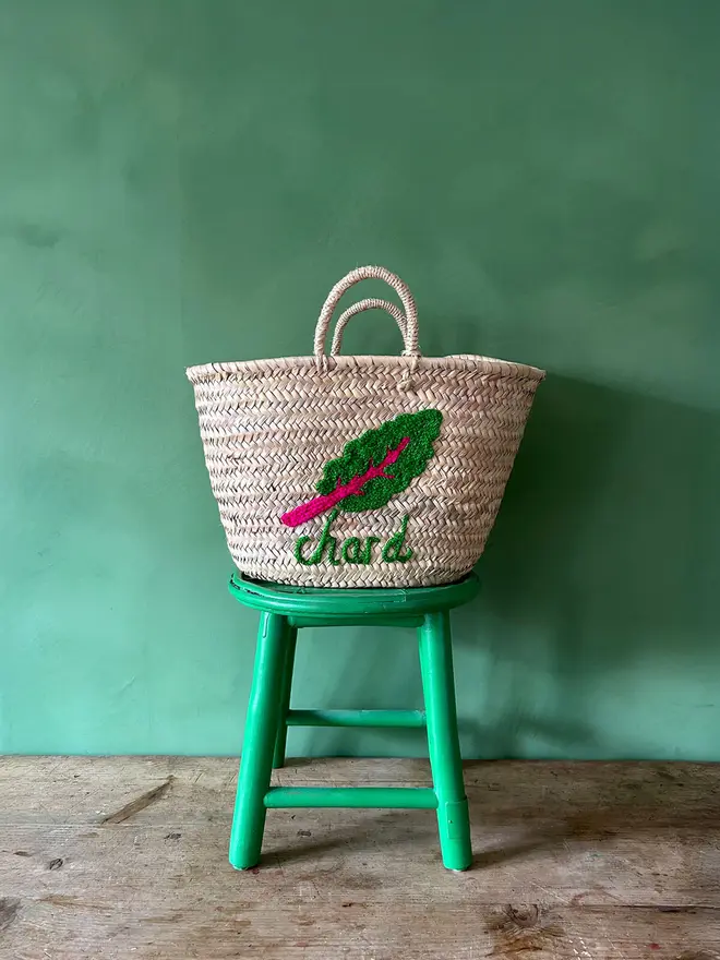 'Chard' Hand Embroidered Market Basket 