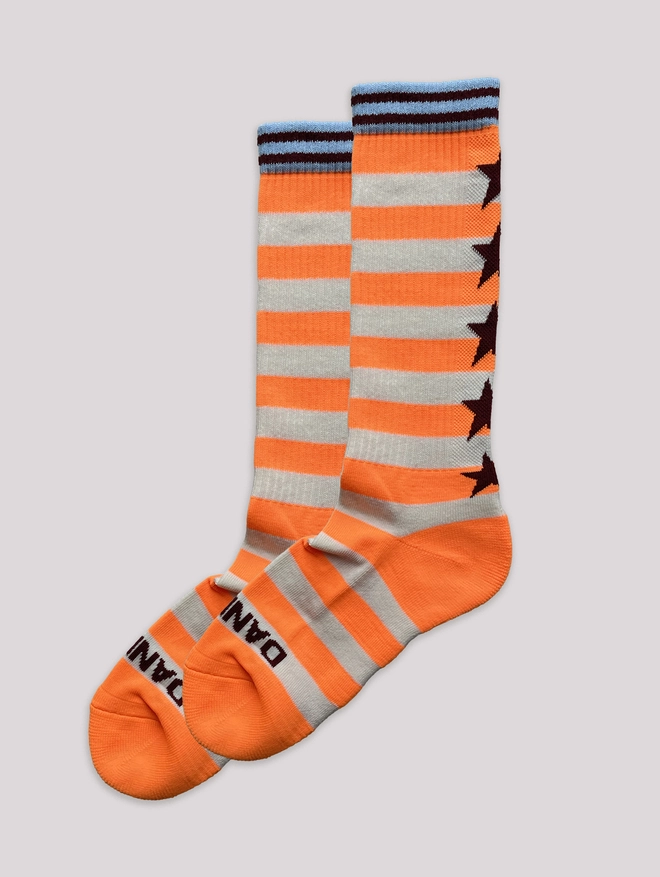 Breton neon orange socks flat lay