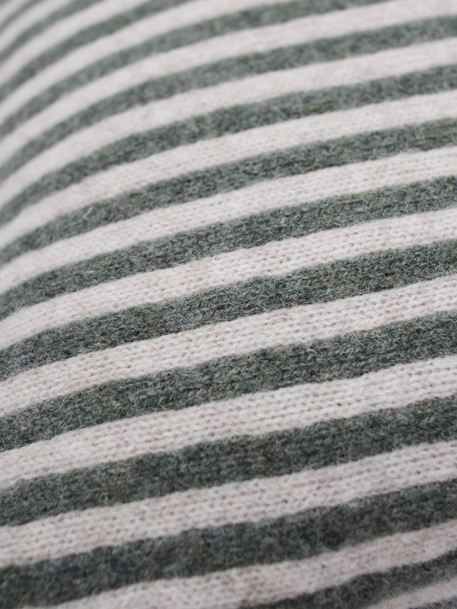 stripe green lambswool cushion