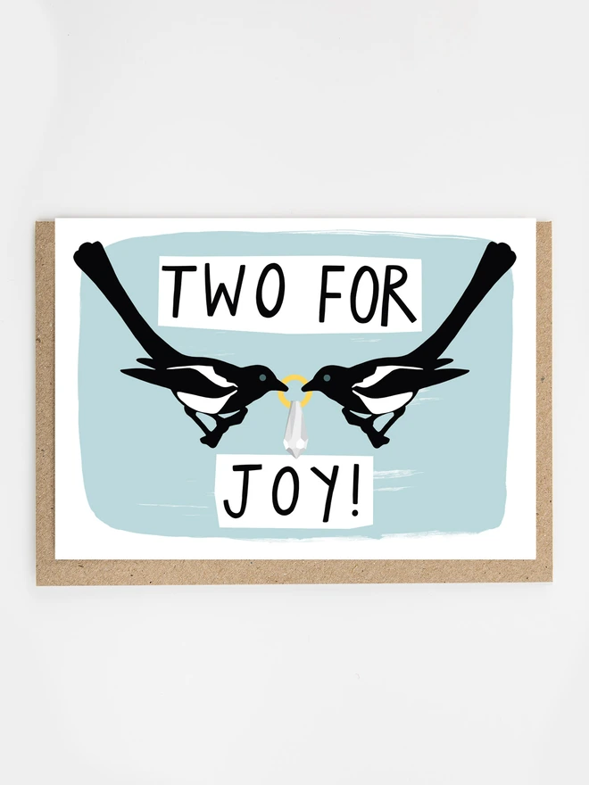 two for joy magpie wedding card