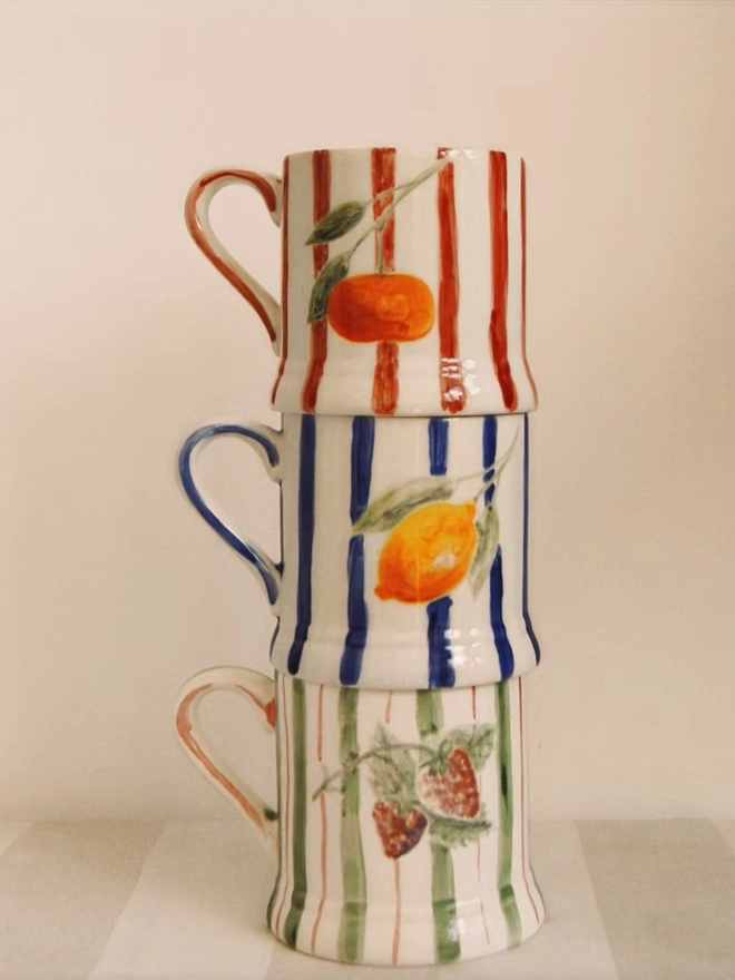 Striped 'Sole Mio' Country Mug