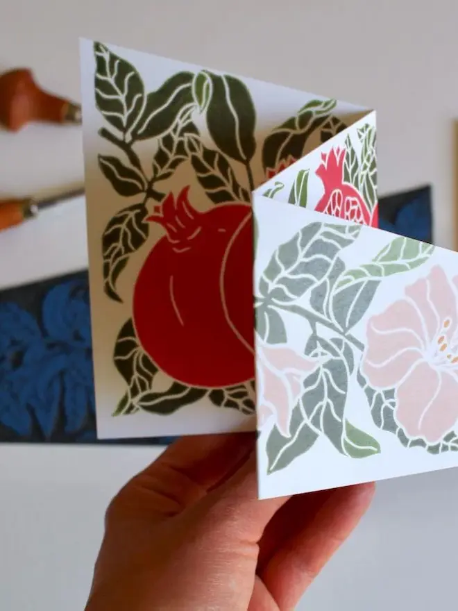 pomegranate concertina christmas card