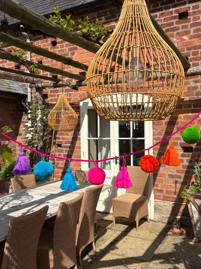 fiesta jumbo pompom tassel garland