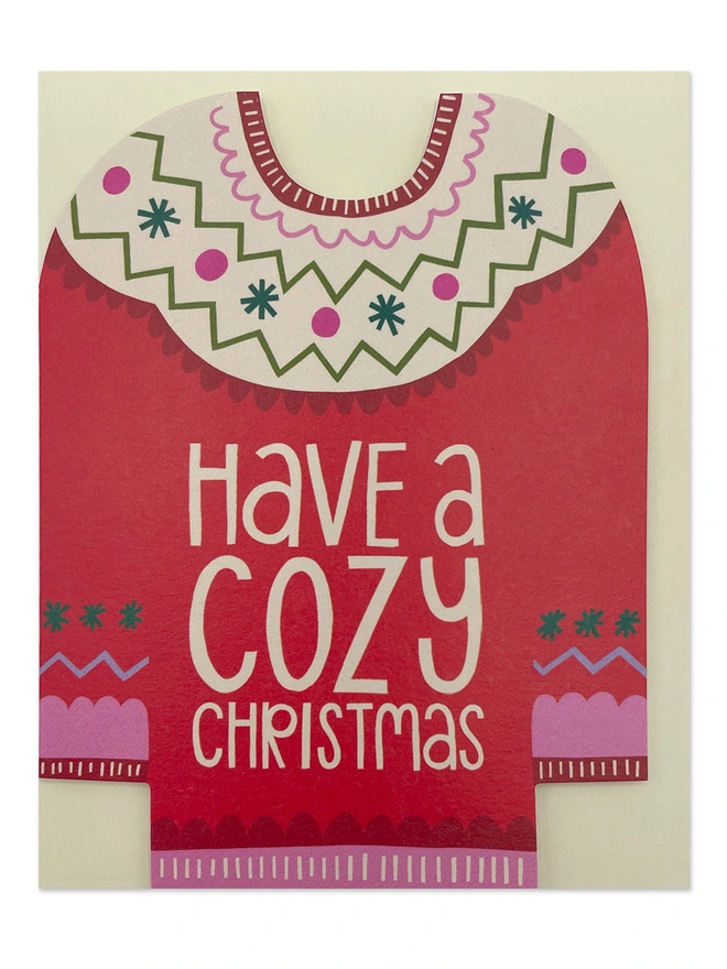 ute Christmas Jumper Shaped Mini Christmas Card ‘Have a Cozy Christmas’ | Raspberry Blossom