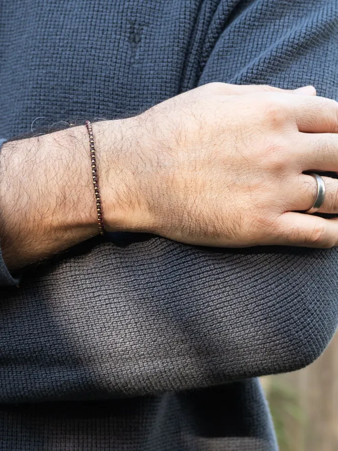 wine red cord and bronze minimal bracelet