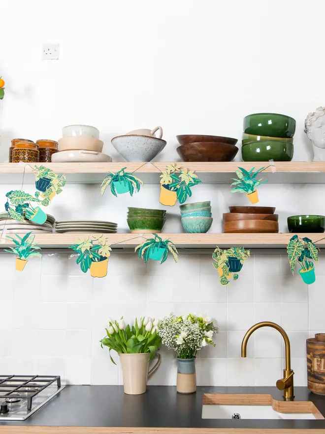 houseplants sewn paper garland