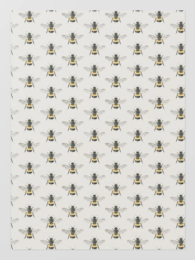 Bee Block Print Wrapping Paper