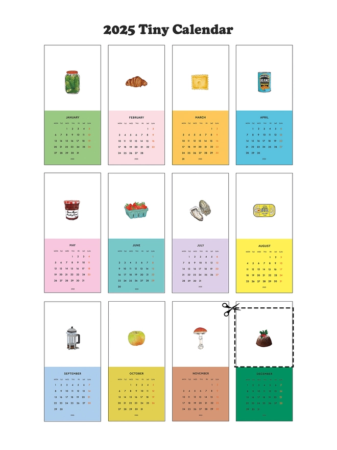 tiny food print calendar