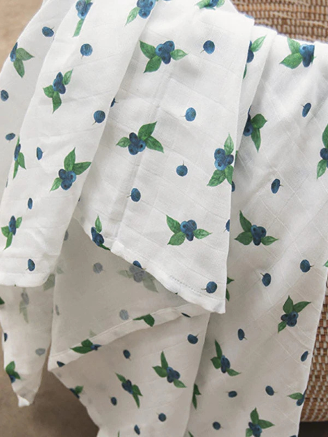 blueberry muslin baby swaddle