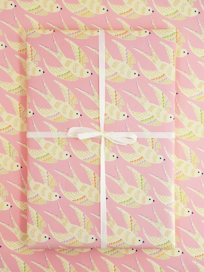 Birds in Pink Wrapping Paper  