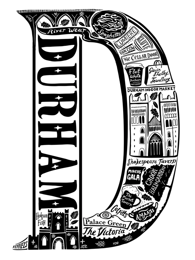 Durham Monochrome typographic artwork