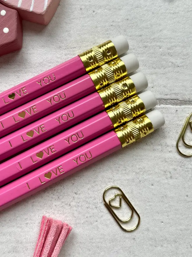 I Love You Valentines HB Pencil Gift (Set Of 5)