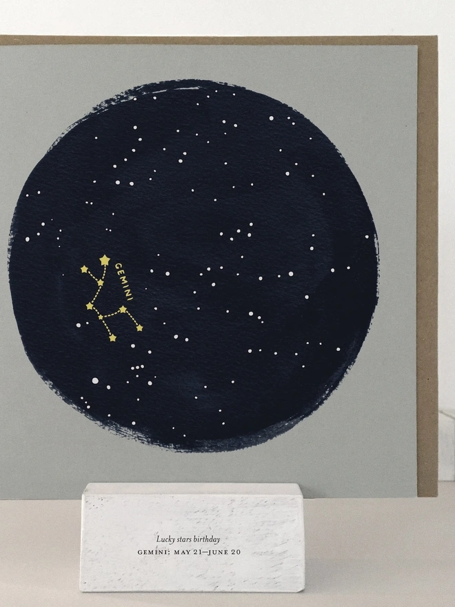 Gemini Zodiac Constellation Birthday Card