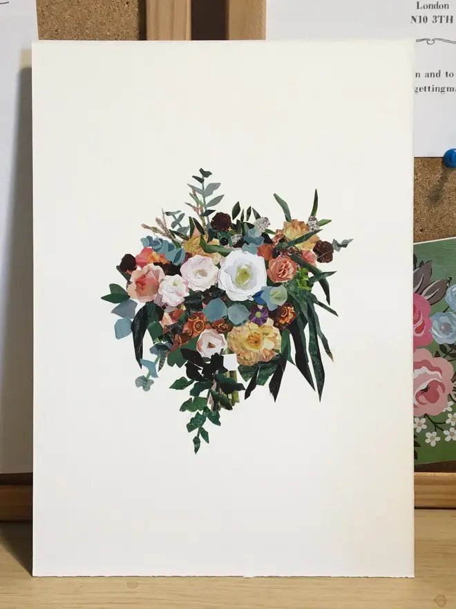 Recycled Paper Bouquet Collages