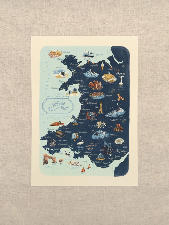 Wales Coast Path A3 Map Print
