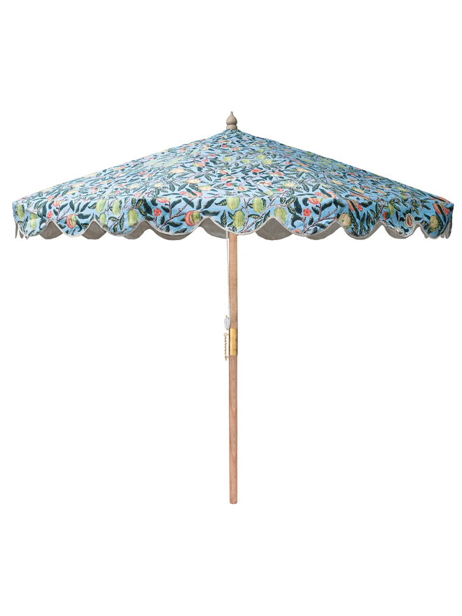 Blue patterned Octagonal Garden Parasol