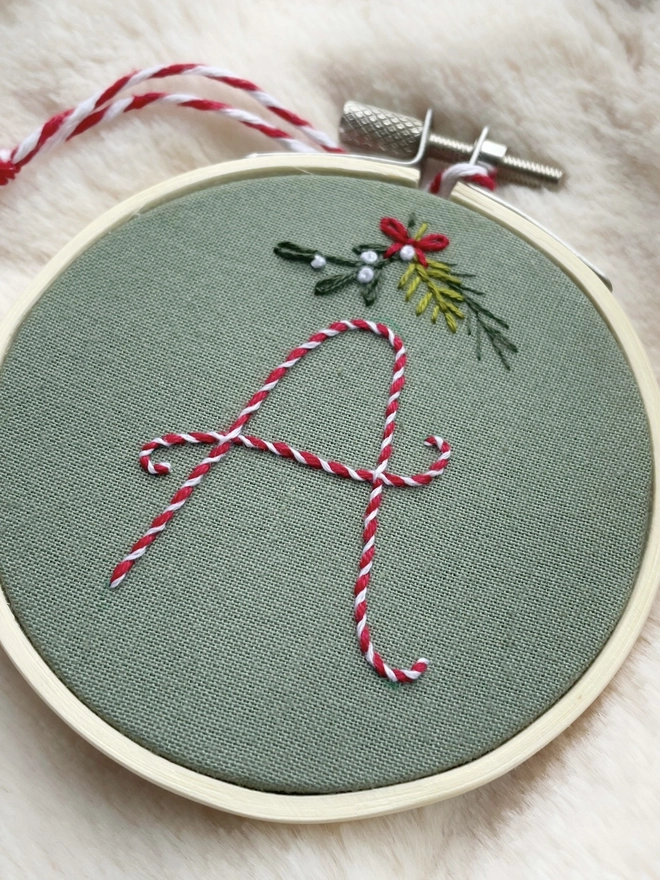 Hand Embroidered Initial Hoop