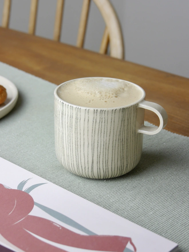 Large handmade striped mug